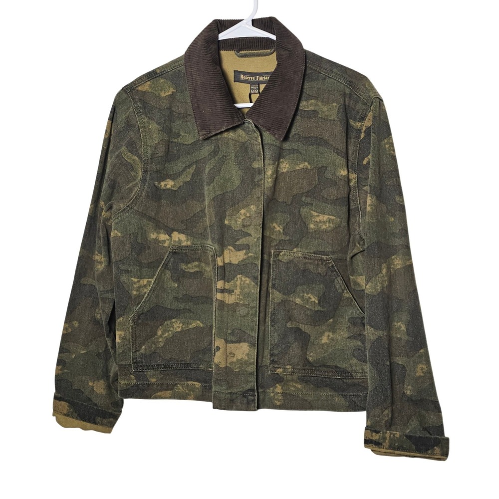 Reserve Fairfax Olive Camo‎ Utility Jacket Corduroy Canvas Womens Medium Street
